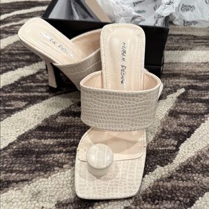 Public Desire Cream Croc-Embossed Heels